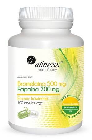 Aliness Bromelaina 500 mg + Papina 200 mg 100 kapsułek vege