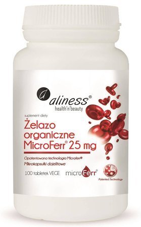 Aliness Żelazo Organiczne MicroFerr 25 mg 100 tabletek vege