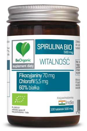 BeOrganic Spirulina BIO 500 mg 100 tabletek