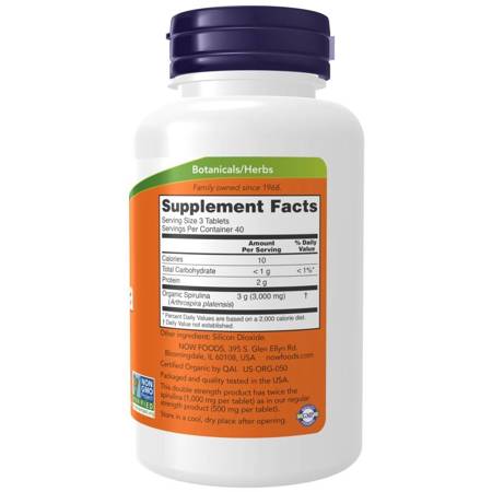 Now Foods Spirulina Double Strength 1000 mg 240 tabletek