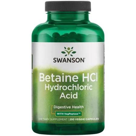 Swanson Betaina HCl Hydrochloric Acid z Pepsyną 250 kapsułek